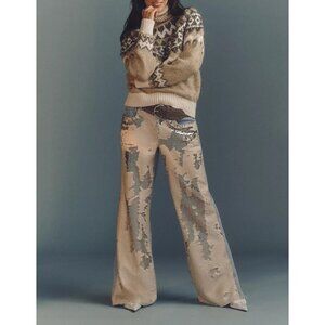 Pilcro Sequin High-Rise Wide-Leg Skater Jeans 31